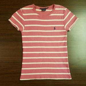 Ralph Lauren Sport Pink Stripe Crew Neck Tee